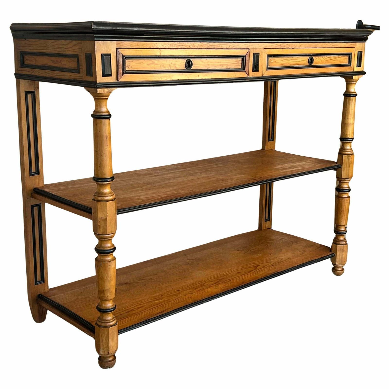 Servante anglaise trois niveaux en bois de citronnier avec tiroirs, début du XXe siècle photo furniture