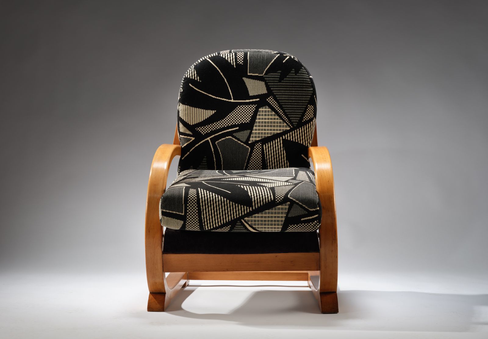 Unusual Noir 1930’s Deco ‘Famulus’ Hoop Armchair By J.P. Hully, England 1930’s, photo for sale