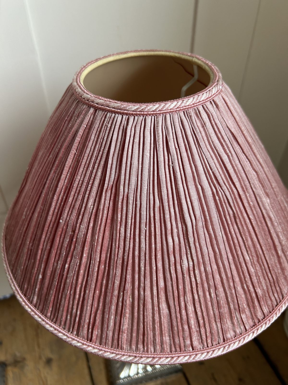 19th Century Silver Plated  Table Lamps With Dusty Pink Silk Shades photo vinterior