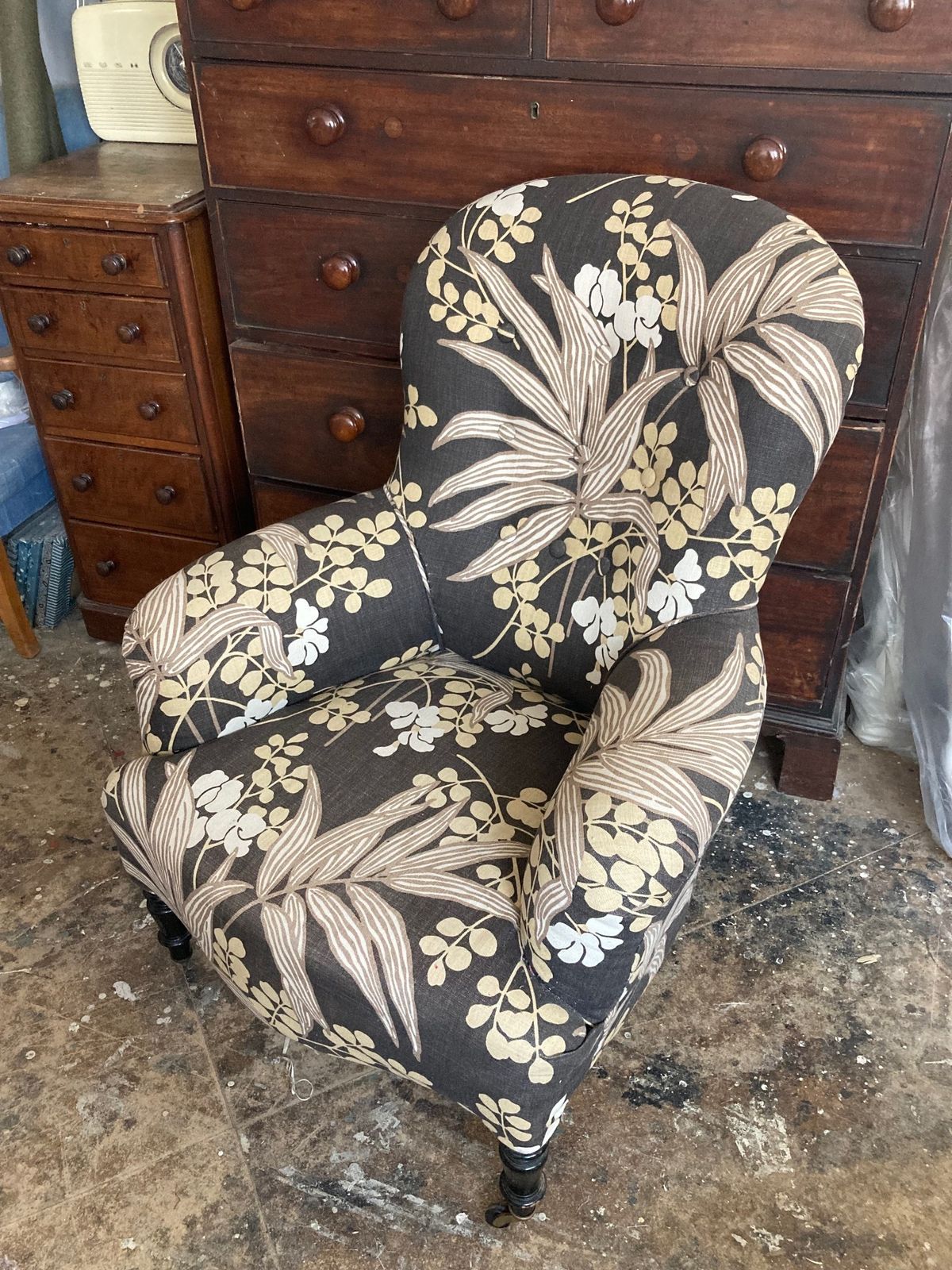 19th Century Napoleon III Armchair, Restored And Re Upholstered.