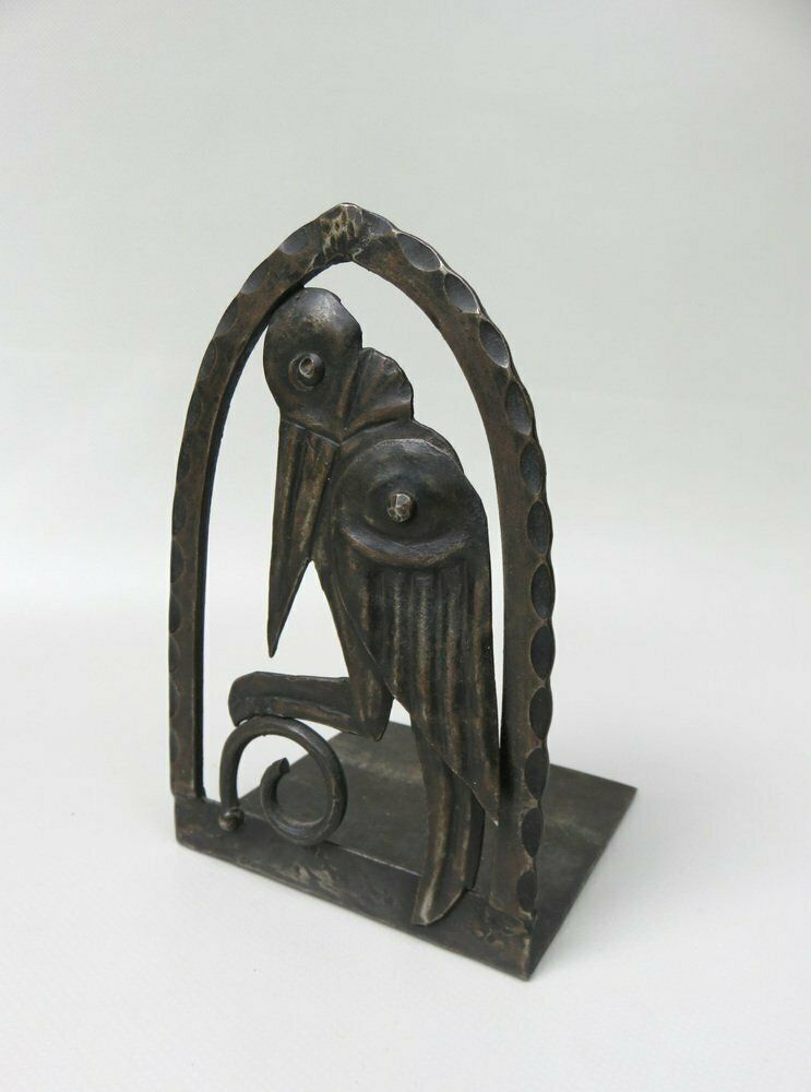 photo buy Art Nouveau Wrought Iron Bookends Marabu In The Style Of Edgar Brandt, 1890s, Set Of 2