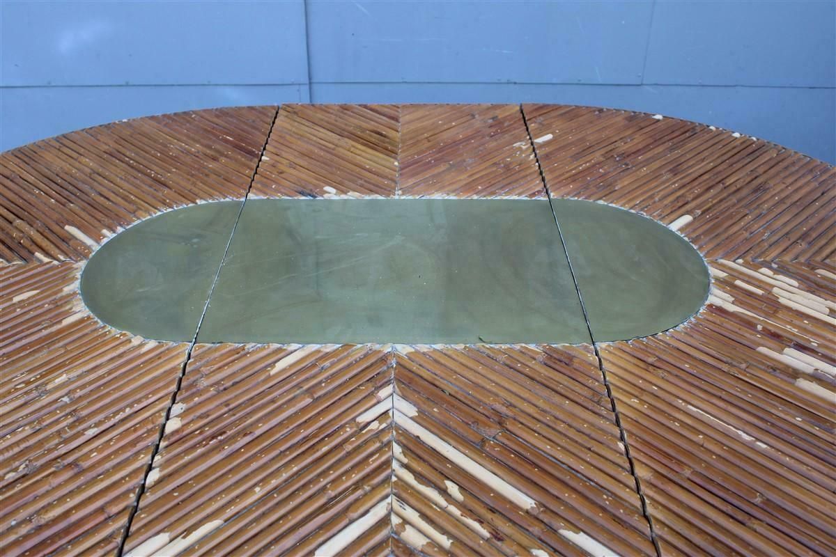 photo buy Oval Conference Table In Bamboo And Brass Italian Design From The 70s