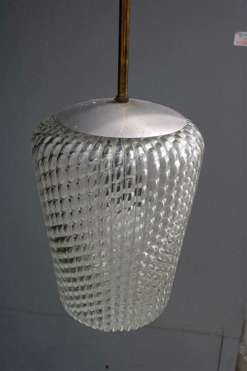 Mid Century Lantern Seguso Ceiling Lamp, Murano Glass And Brass, 1940s photo Lighting