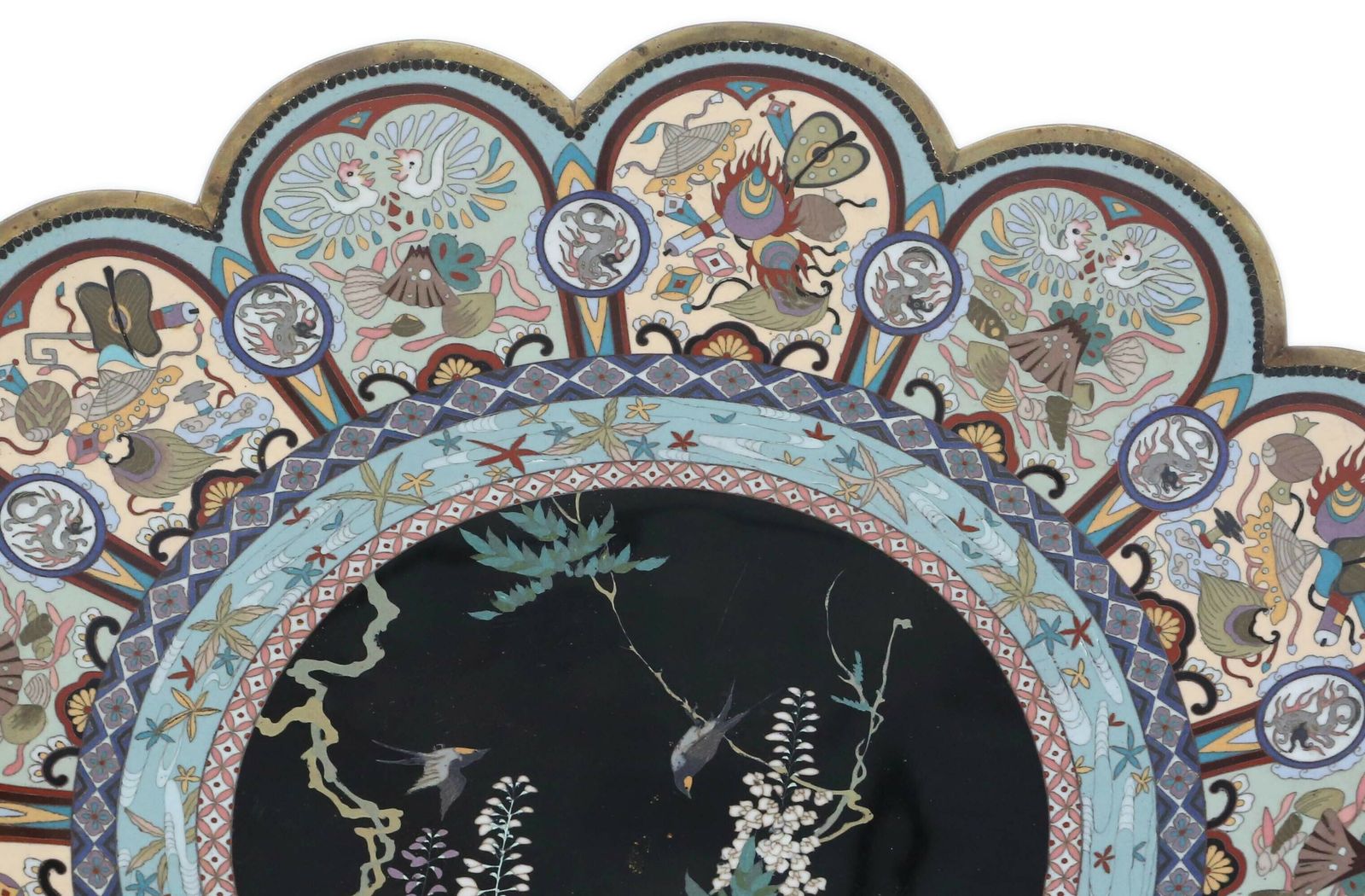 Fine Quality 18" Meiji Japanese Cloisonne Charger Plate   Antique Oriental Décor photo vinterior