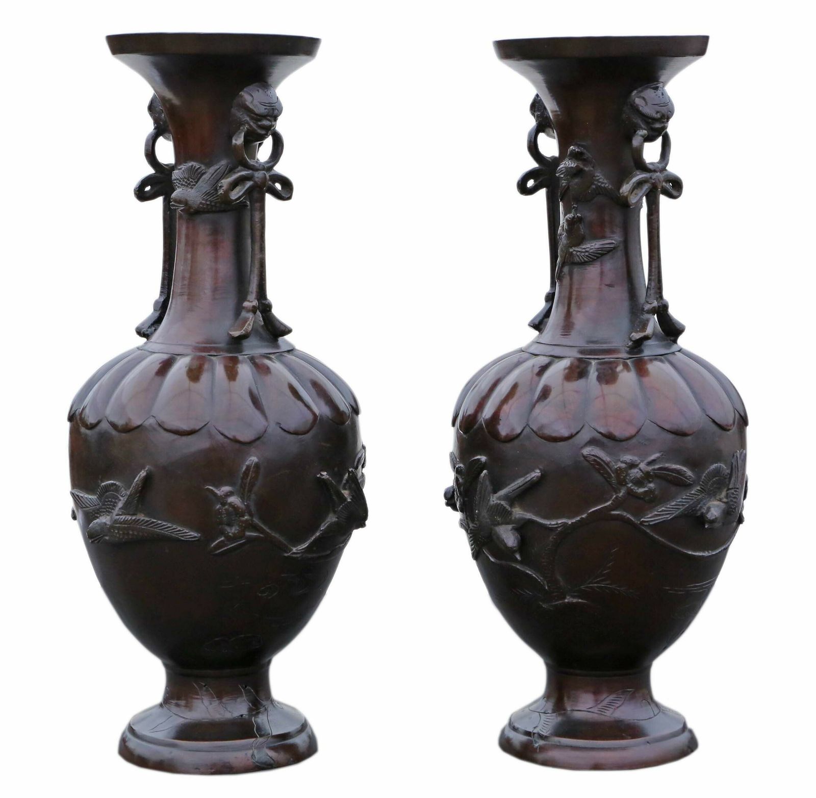 Large Pair Of Fine Quality Japanese Bronze Vases   Dated 1903, Meiji Period photo furniture