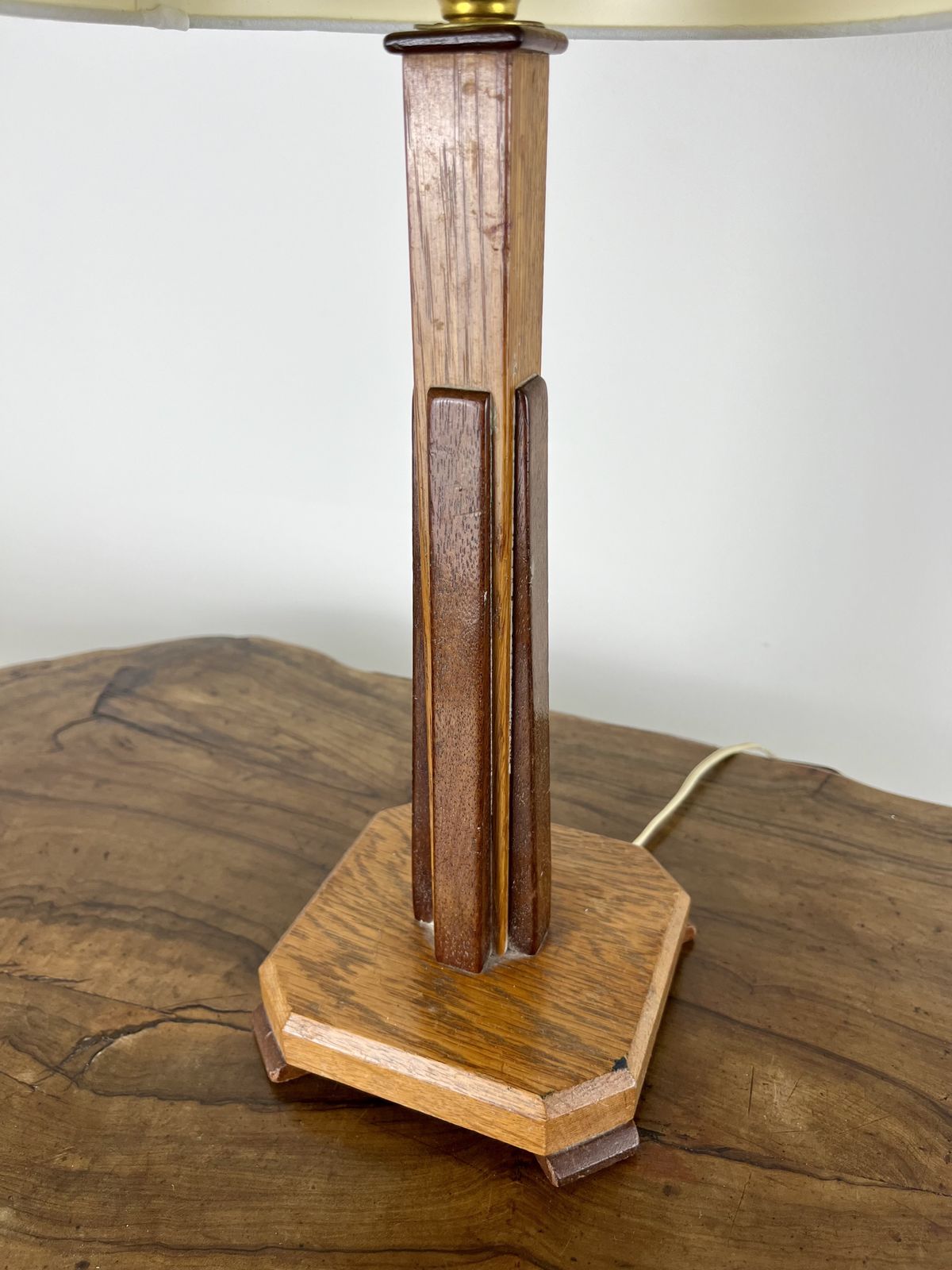 Art Deco Table Lamp Constructed Of Wood, C 1960s photo Lighting