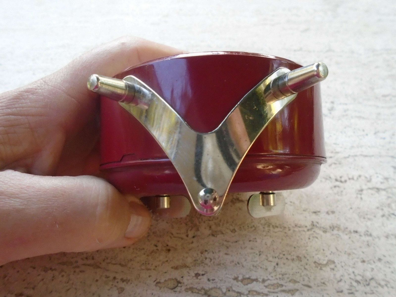 Vintage French Japy Mechanical Alarm Clock, Burgundy Red, 60s 70s, In Full Working Order photo vinterior