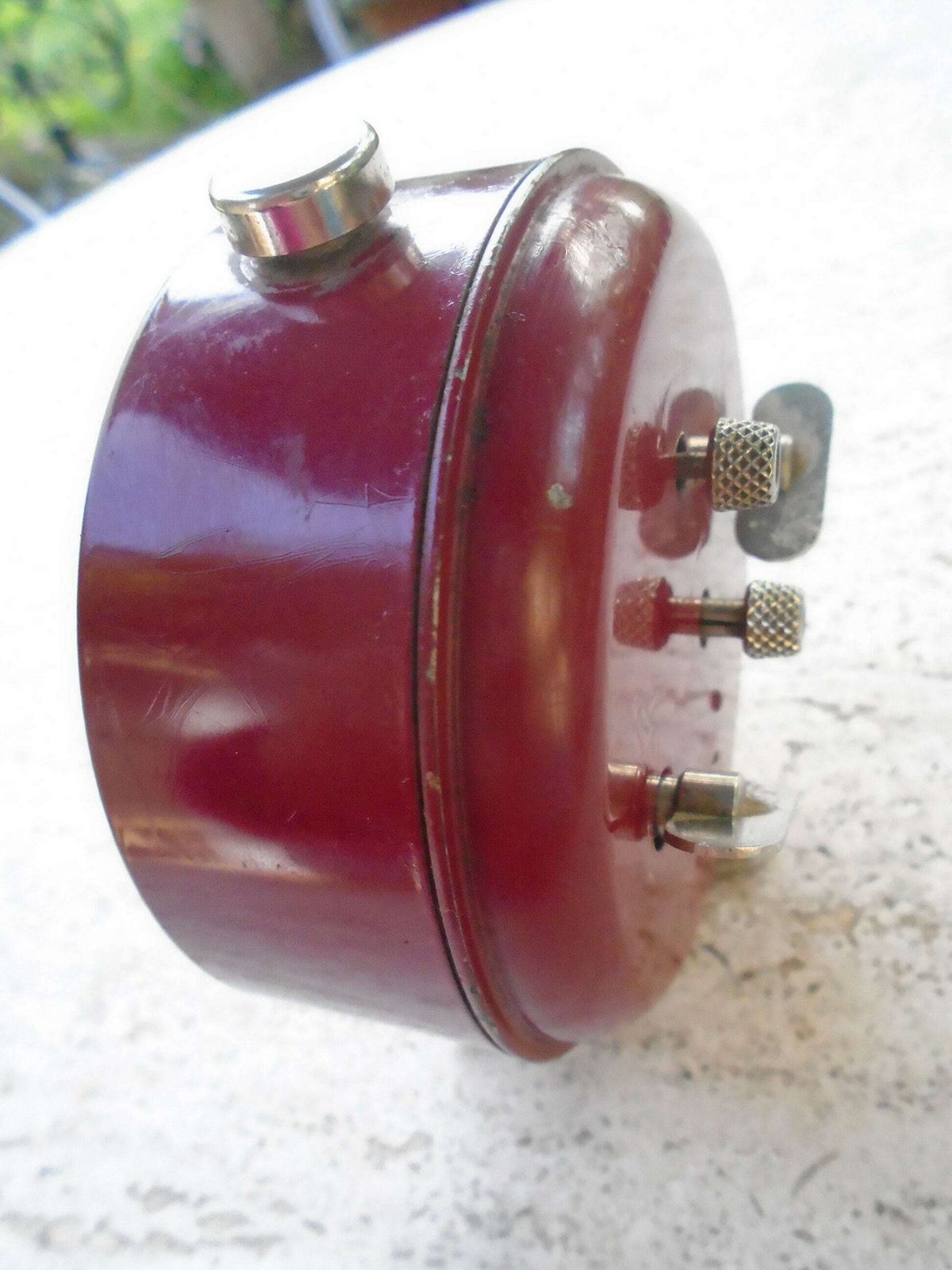 Vintage French Japy Mechanical Alarm Clock, Burgundy Red, 60s 70s, In Full Working Order photo buy
