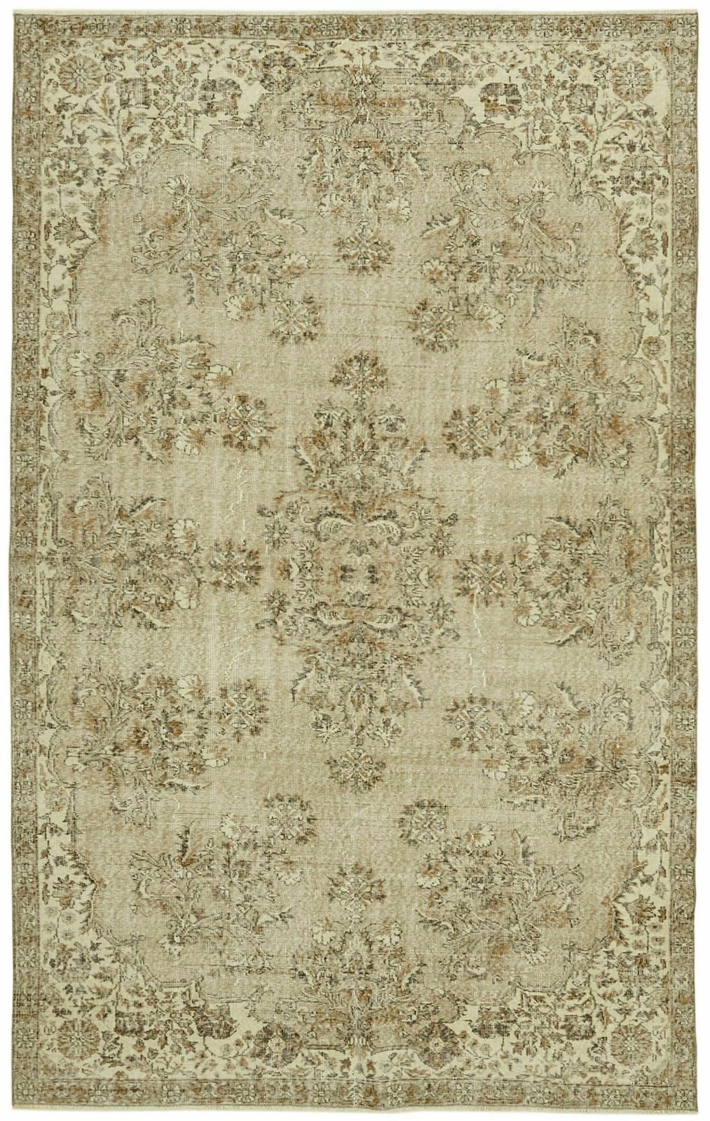 Handmade Anatolian Beige Turkish Vintage Area Rug  208 Cm X 306 Cm