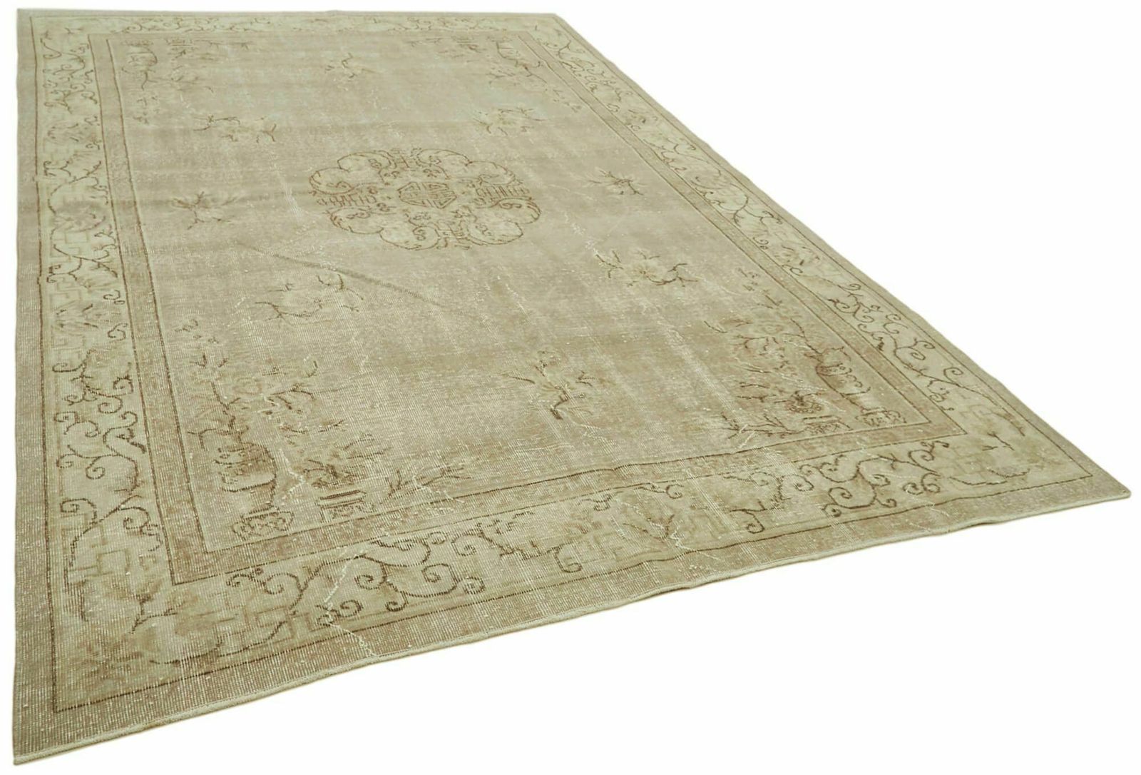 Handmade Anatolian Beige Turkish Vintage Area Rug 214 Cm X 305 Cm photo furniture
