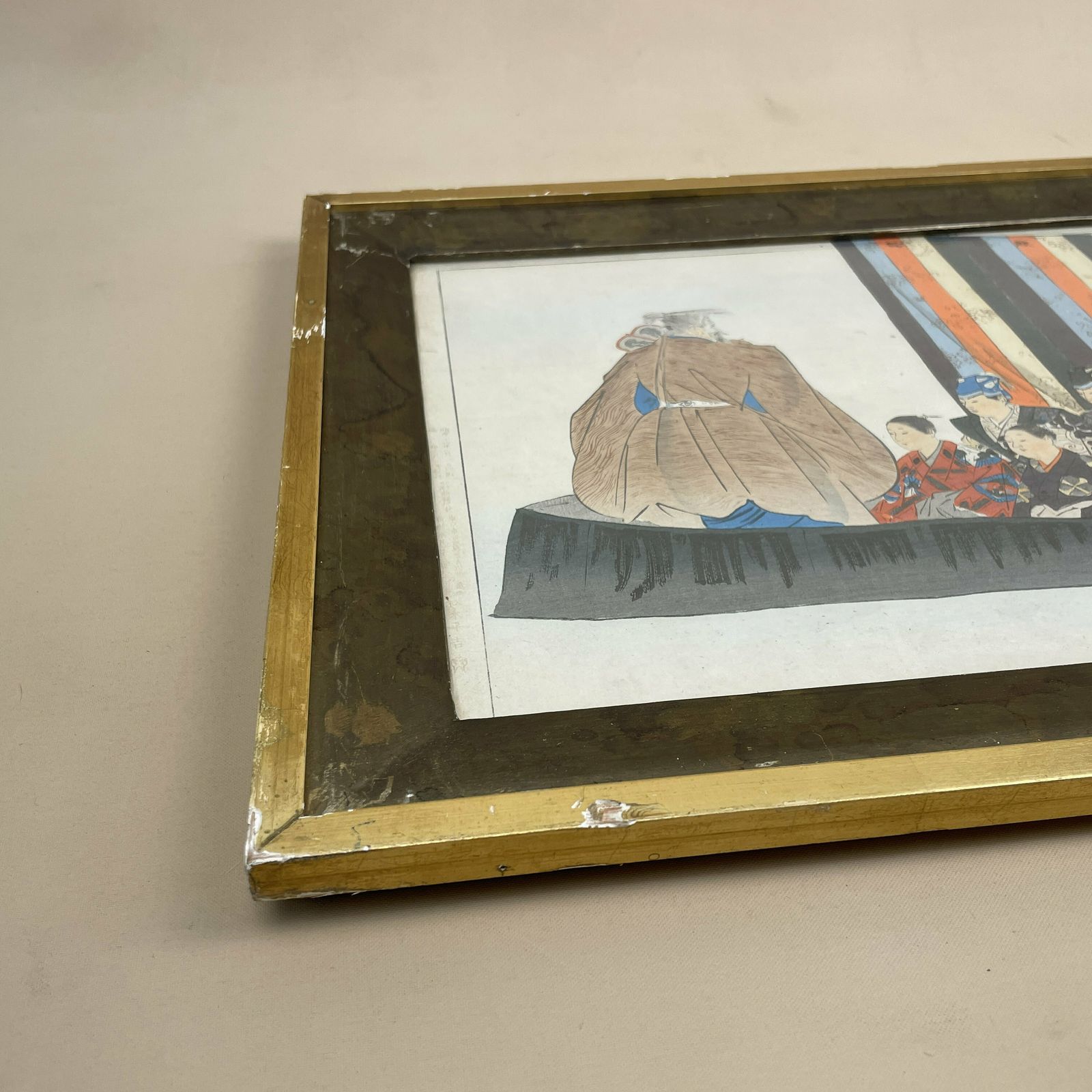 Antique Kogyo Tsukioka Japanese 1898 Framed Wood Block Print Noh Dance Picture Costume Framed Gold Original Art Work Rectangle Oriental photo buy