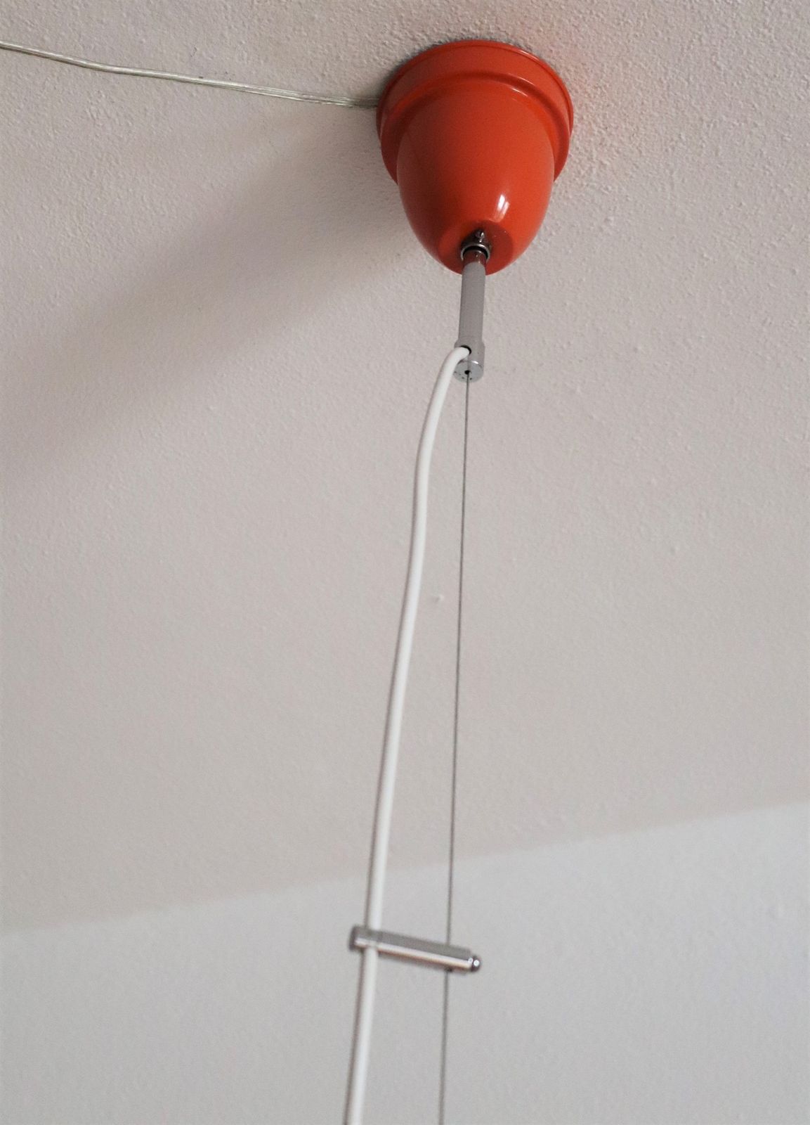 Italian Midcentury Pendant Lamp From The Space Age In Glass And Aluminium, 1960s photo for sale