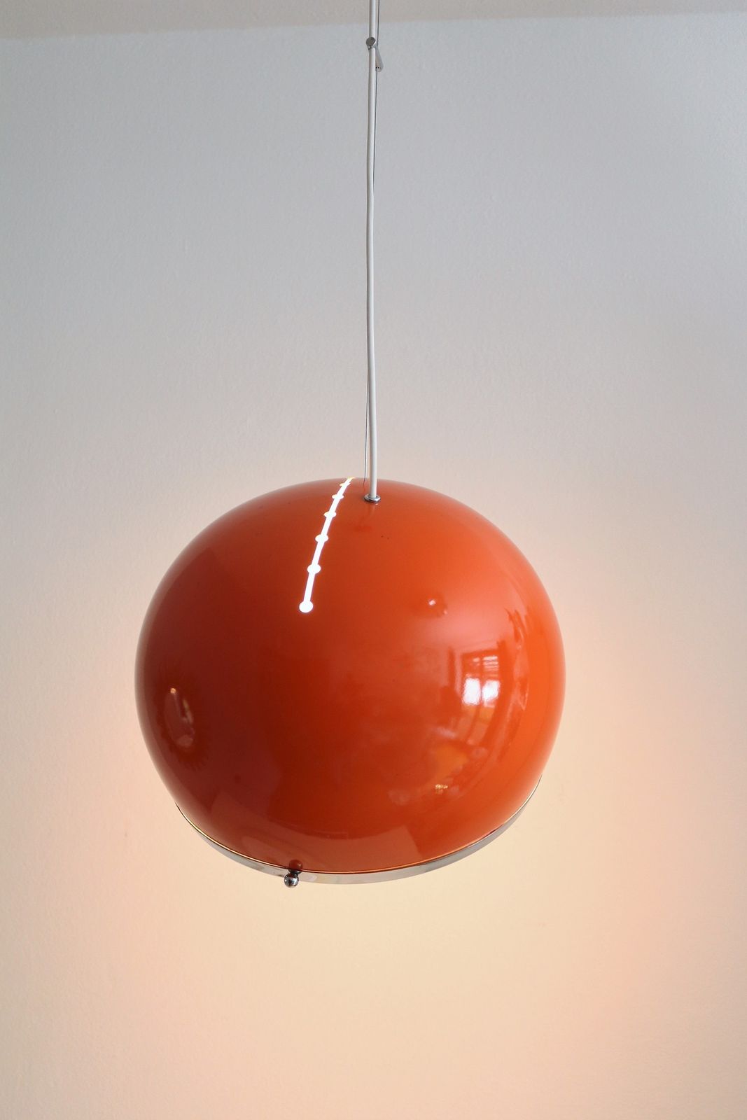 Italian Midcentury Pendant Lamp From The Space Age In Glass And Aluminium, 1960s photo Lighting