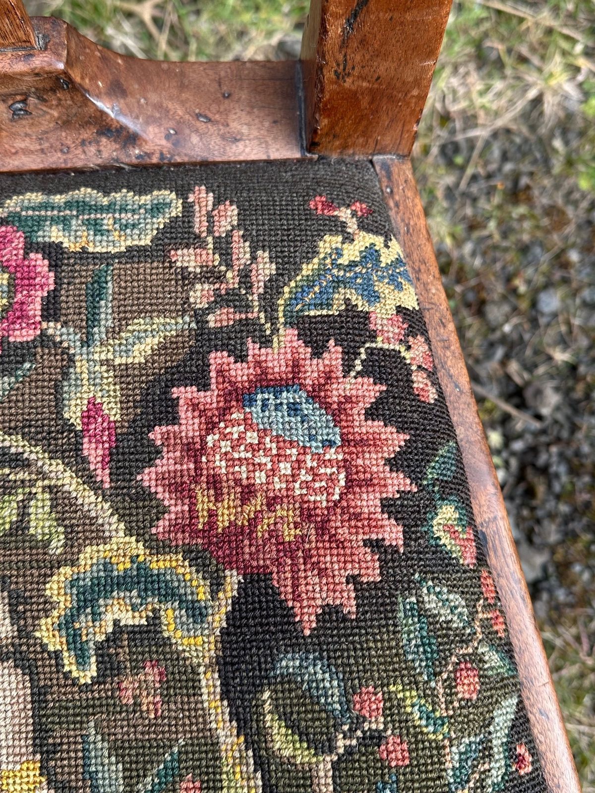 A Scottish George III Walnut Side Chair With Charming Needlepoint Seat, C.1780 photo buy