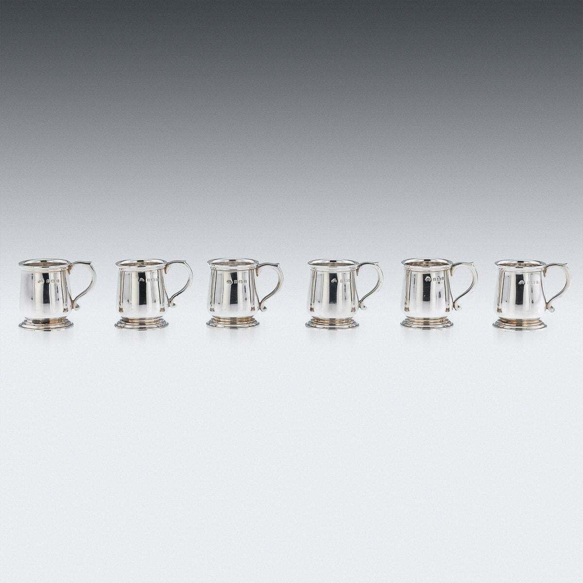 20th Century Set Of Six Solid Silver 'Tankard' Shot Cups, Adie Bros C.1926 photo vinterior