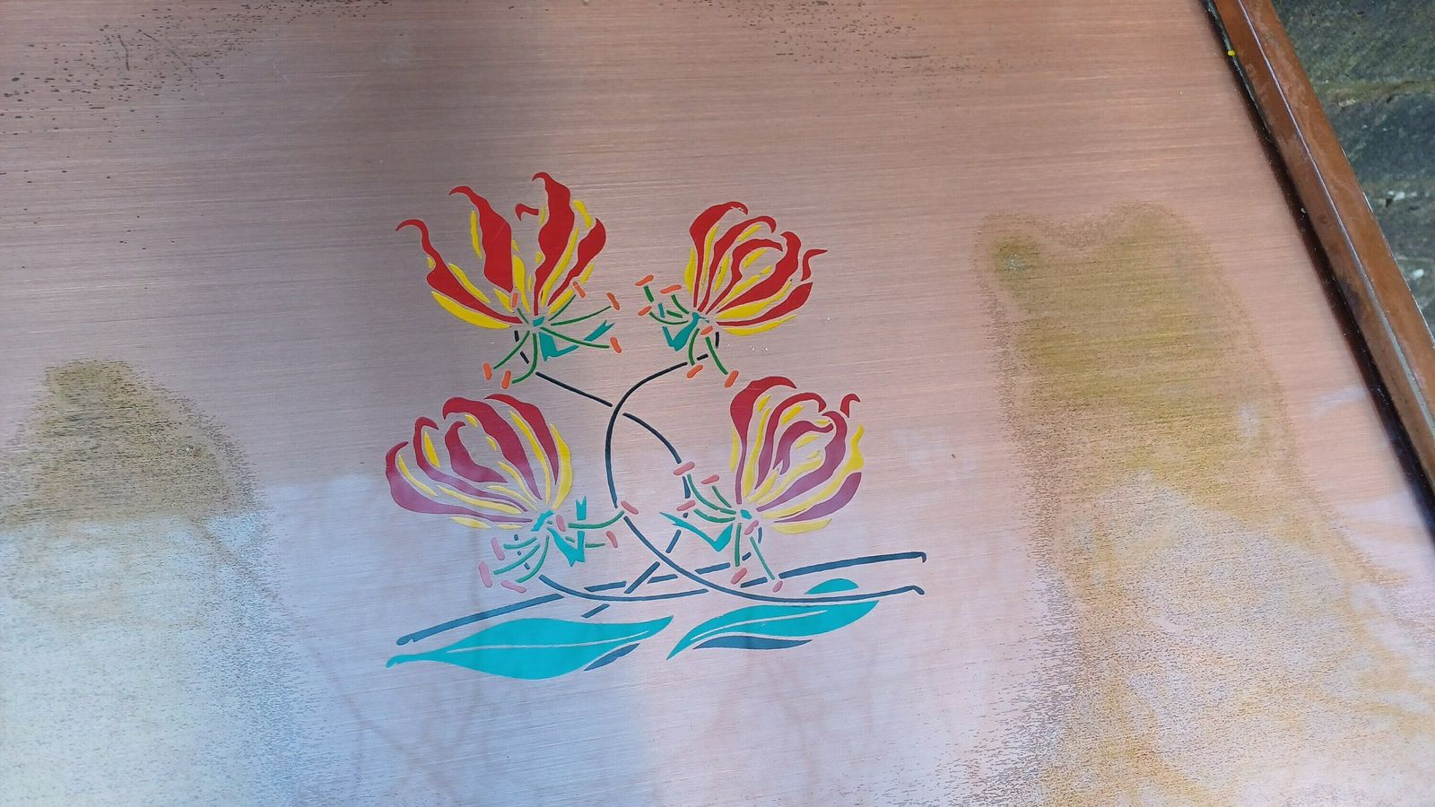 Retro Copper Coffee Side Table (Gift From Tobacco Research Board, Zimbabwe, Rhodesia, African Flowers, Fynbos) photo Furniture