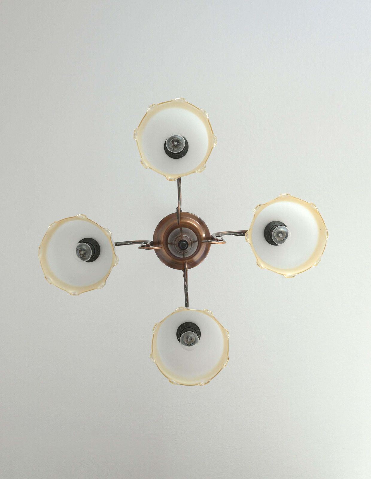 Vintage Pendant Light / Mid Century Rustic Lamp / Wood And Copper / Hanging Lamp / Colonial Chandelier / Yugoslavia 1970's photo 273.0