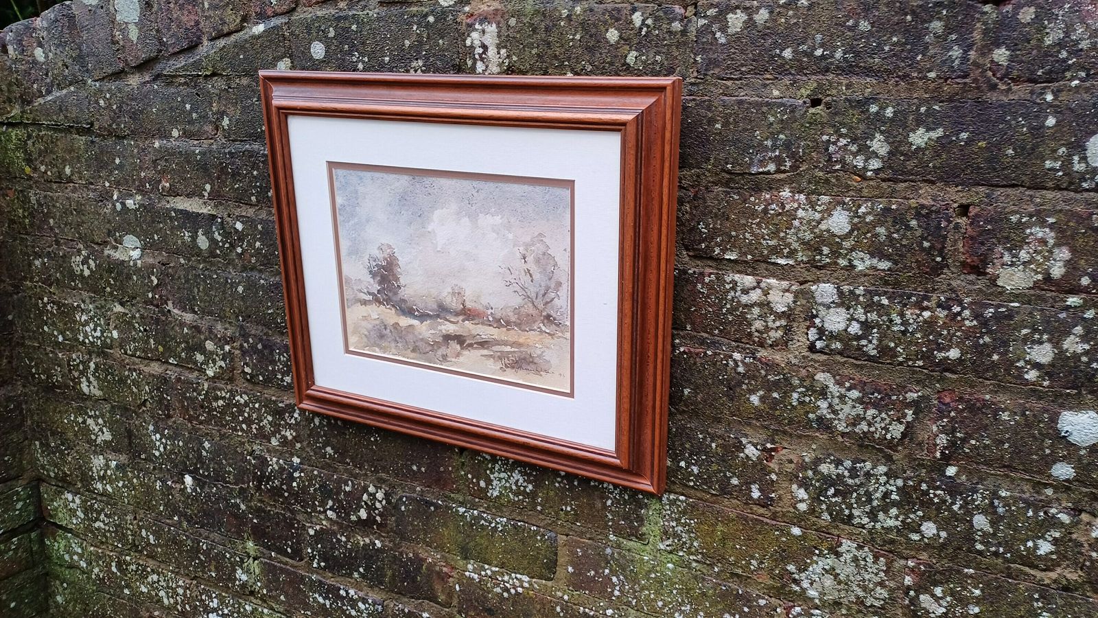Quality Original Moddy Abstract Watercolour 'Late Autumn Landscape' John Humphries Wooden Frame. photo furniture