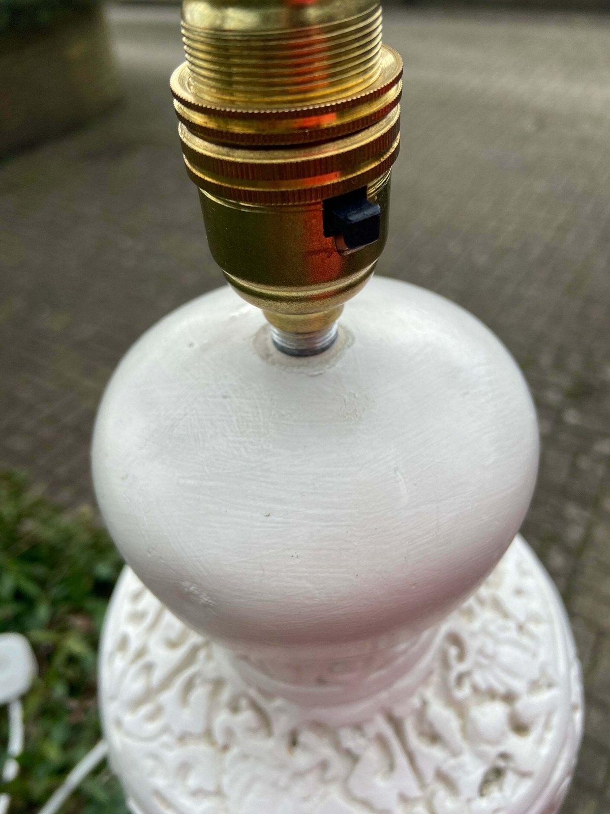 Large Vintage Oriental Dragon Style Handcrafted And Handpainted Plastercast Lamp   Dragon Detail, Cream And Beige photo vintage