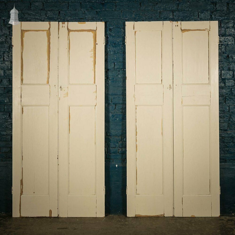 Pine Paneled Shutters, 2 Panel White Painted Set Of 2 Pairs