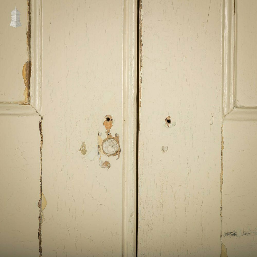 Pine Paneled Shutters, 2 Panel White Painted Set Of 2 Pairs photo vintage