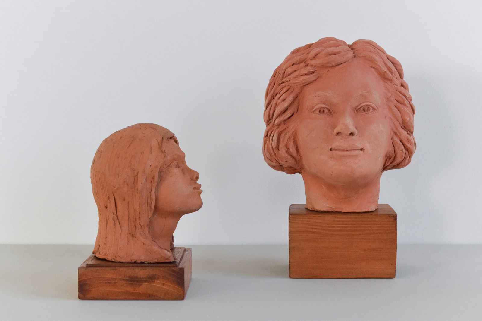 Mid 20th Century Original Terracotta Sculpture Bust Of A Female By Winifred Slater photo vintage
