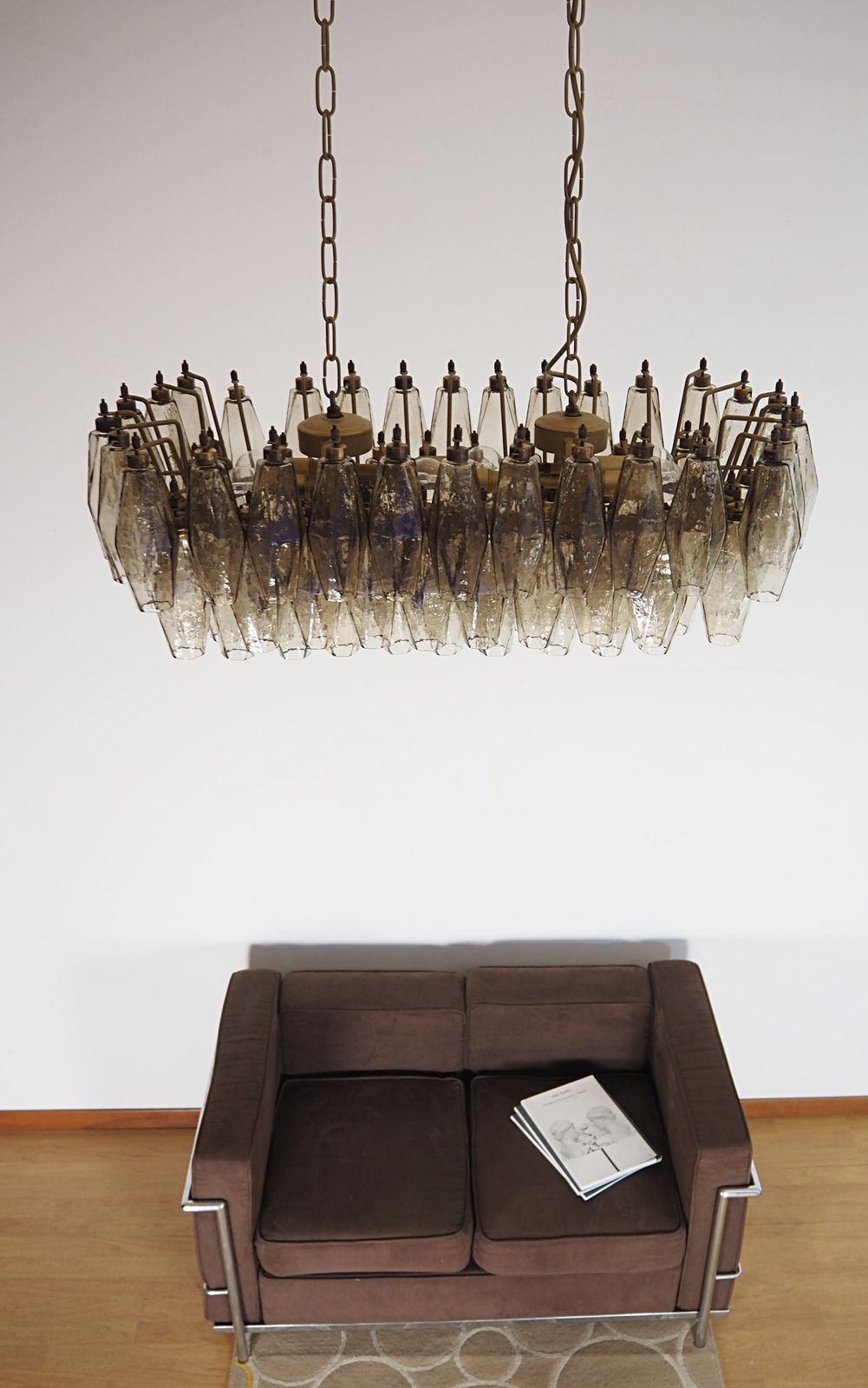 Elegant Murano Poliedri Chandelier   Carlo Scarpa   84 Smoked Glasses photo 1560.0