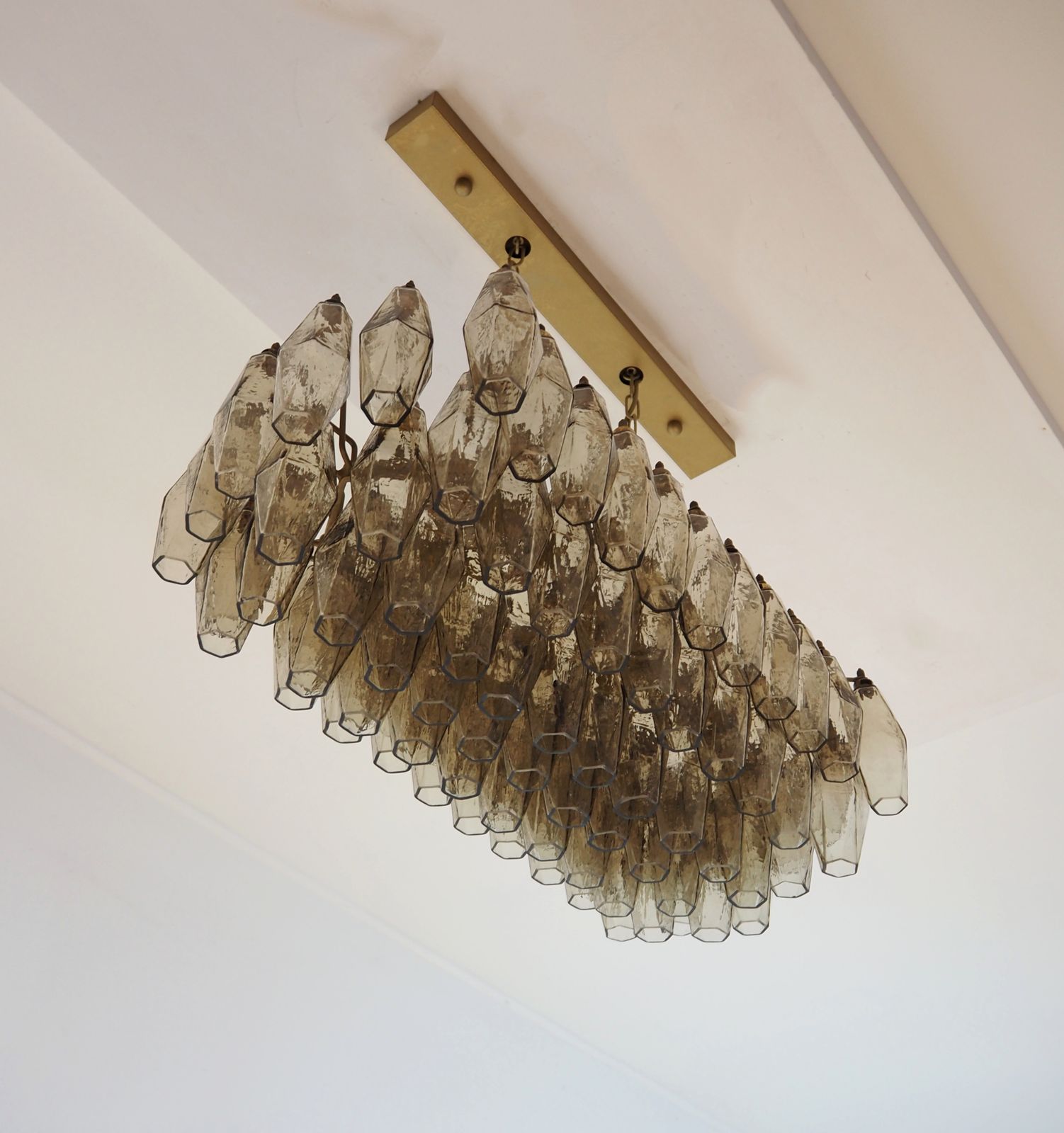 Elegant Murano Poliedri Chandelier   Carlo Scarpa   84 Smoked Glasses photo buy