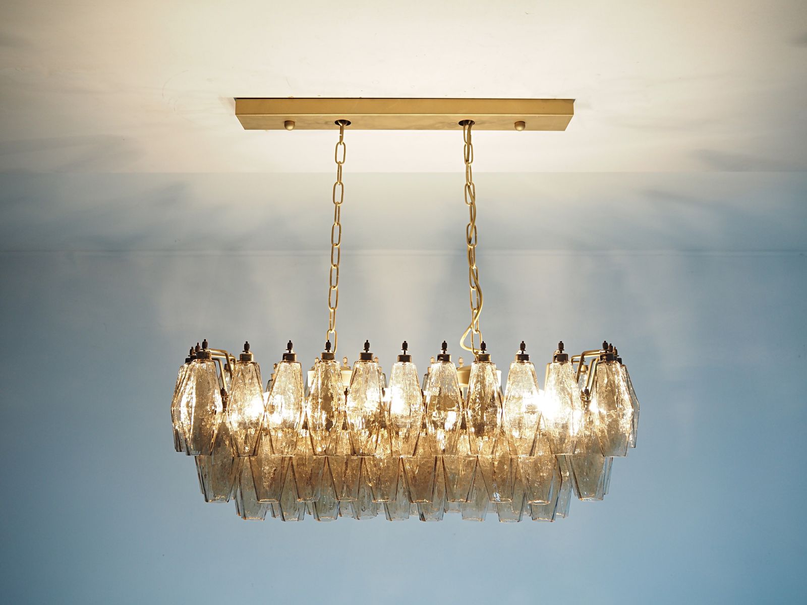 Elegant Murano Poliedri Chandelier   Carlo Scarpa   84 Smoked Glasses photo vintage