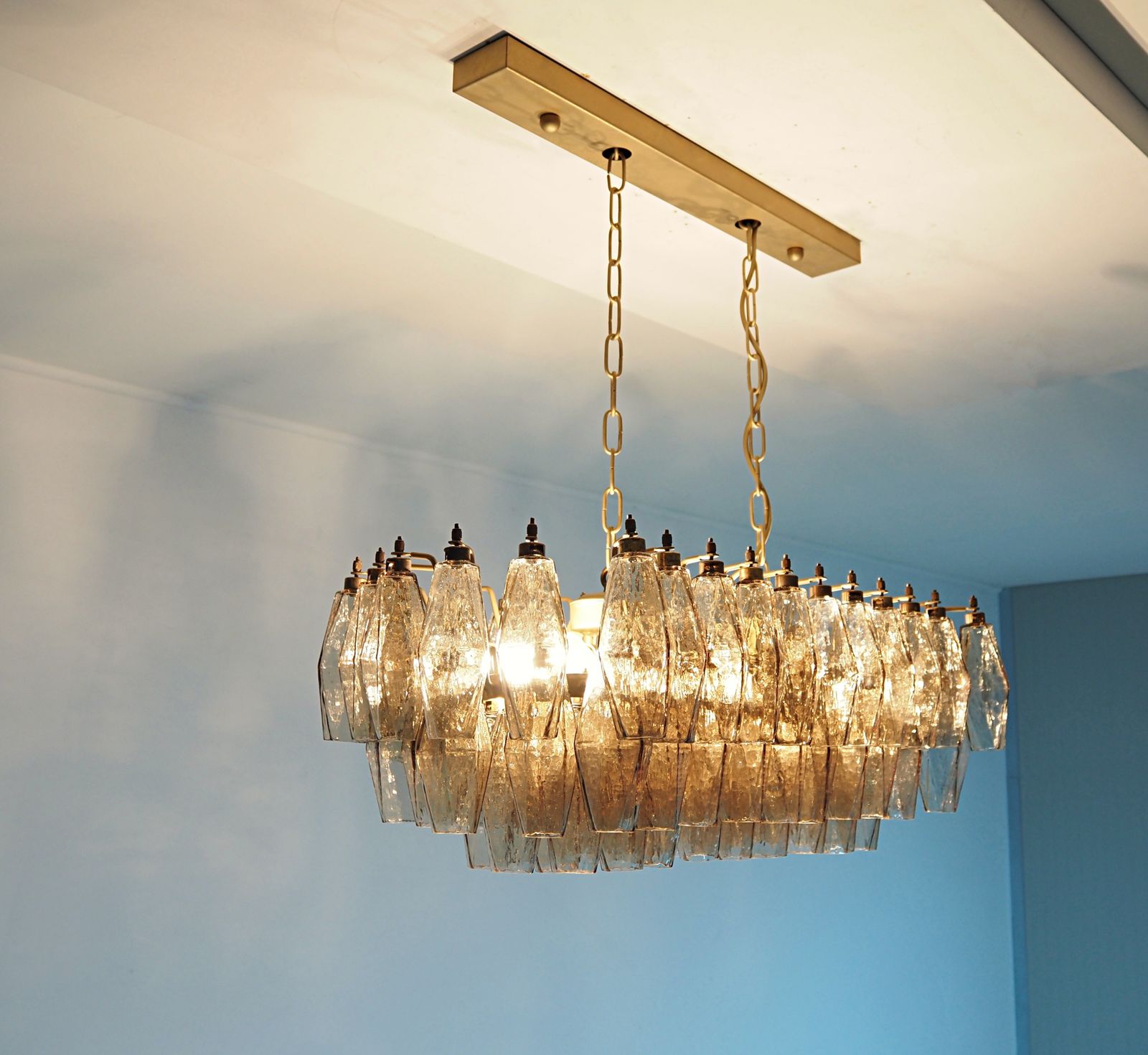 photo vinterior Elegant Murano Poliedri Chandelier   Carlo Scarpa   84 Smoked Glasses