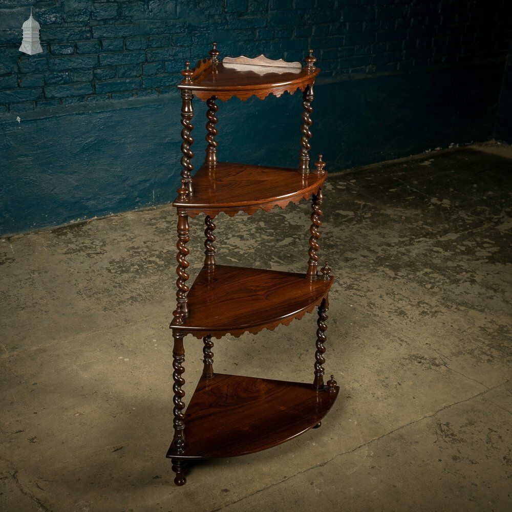 Corner Whatnot Rosewood, 4 Shelves With Barley Twist Supports, 19th C photo for sale