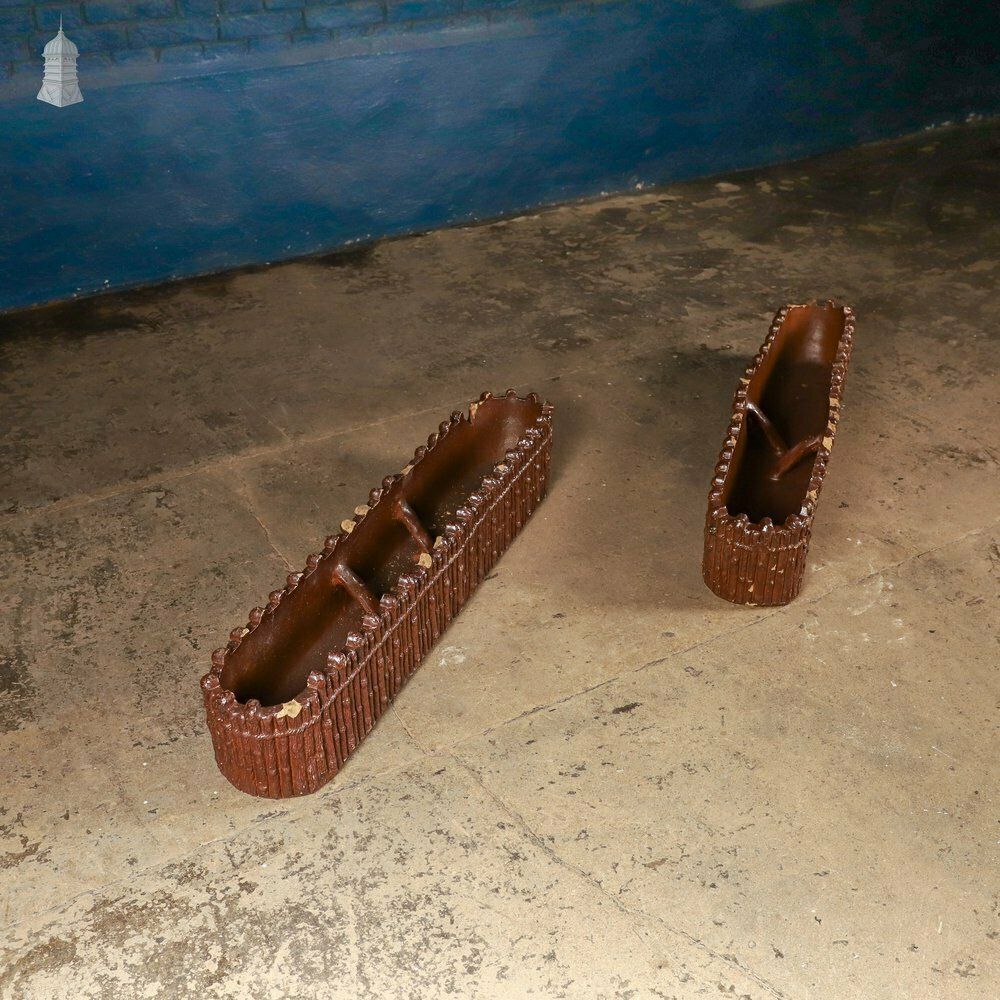 Salt Glazed Planters, Pair Of Rare 19th C Ceramic Planters photo furniture