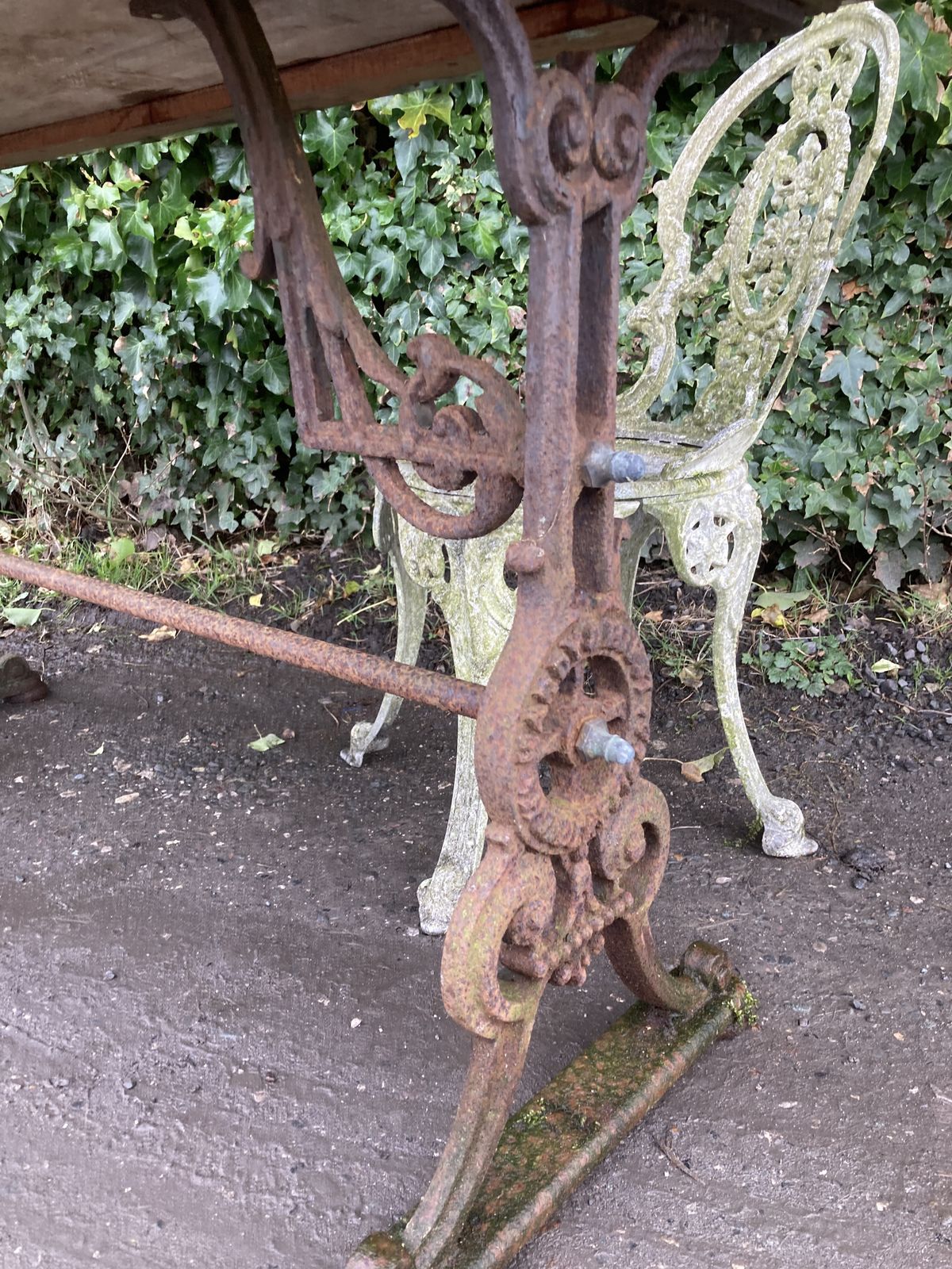 Garden Furniture Victorian Hardy Hirst Huddersfield Cast Iron Mahogany Top Garden Table photo
