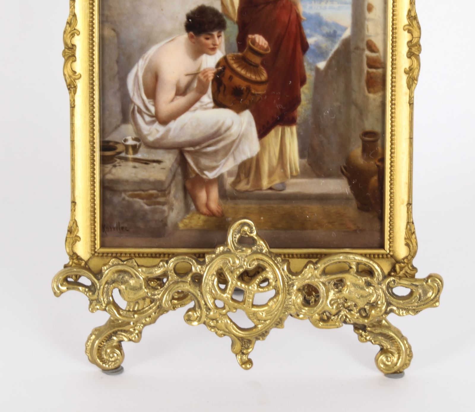 Antique Berlin Kpm Plaque   'Kunst Bringt Gunst On Stand  19th Century photo for sale