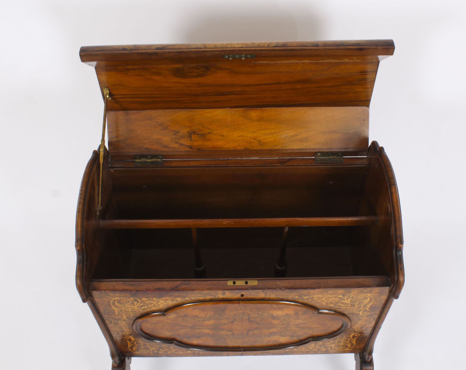 photo furniture Victorian Burr Walnut & Inlaid Marquetry Canterbury Magazine Rack 19th C