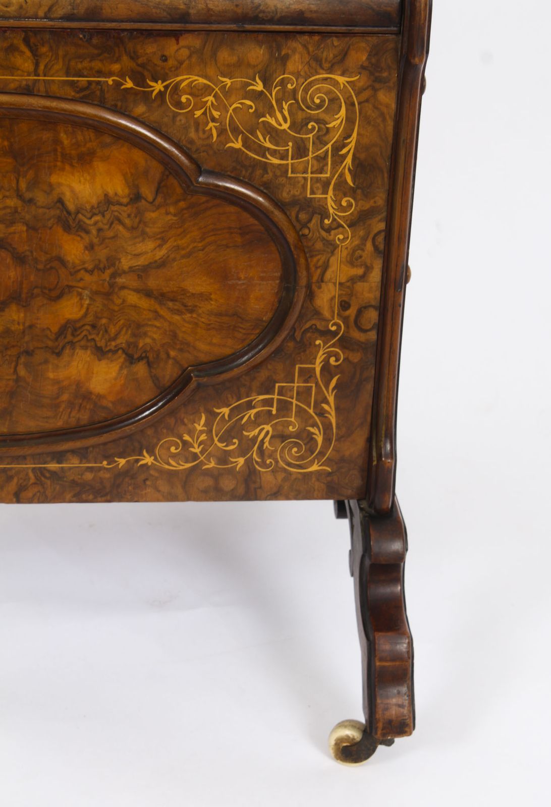 1550.0 Victorian Burr Walnut & Inlaid Marquetry Canterbury Magazine Rack 19th C photo