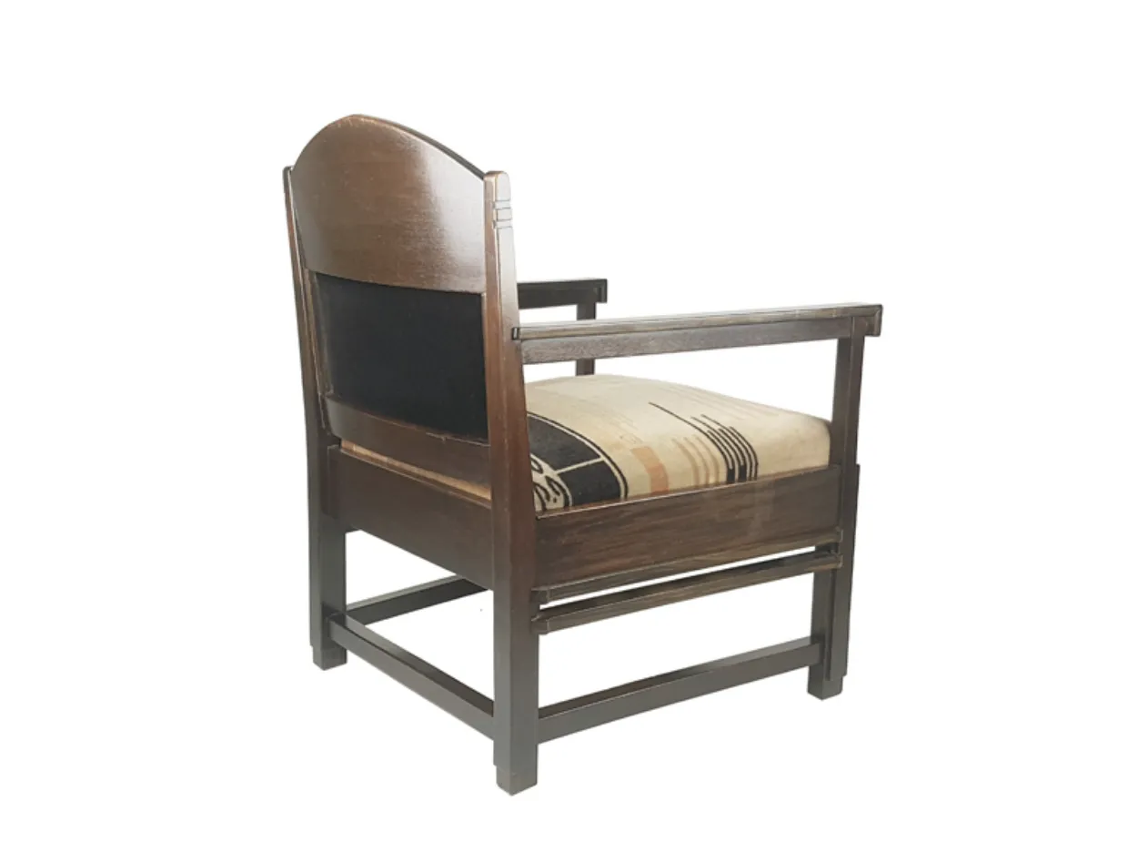 Dutch Velvet And Wood Armchair By C. Bartels, 1920s photo for sale