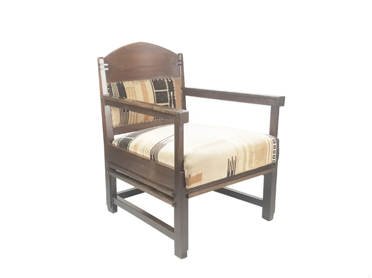 Dutch Velvet And Wood Armchair By C. Bartels, 1920s