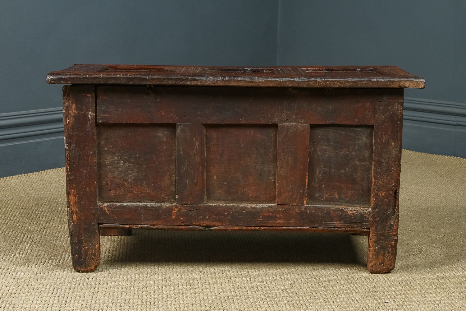 English 18th Century Georgian Oak Joined & Panelled Coffer Chest Blanket Box (Circa 1720) photo buy