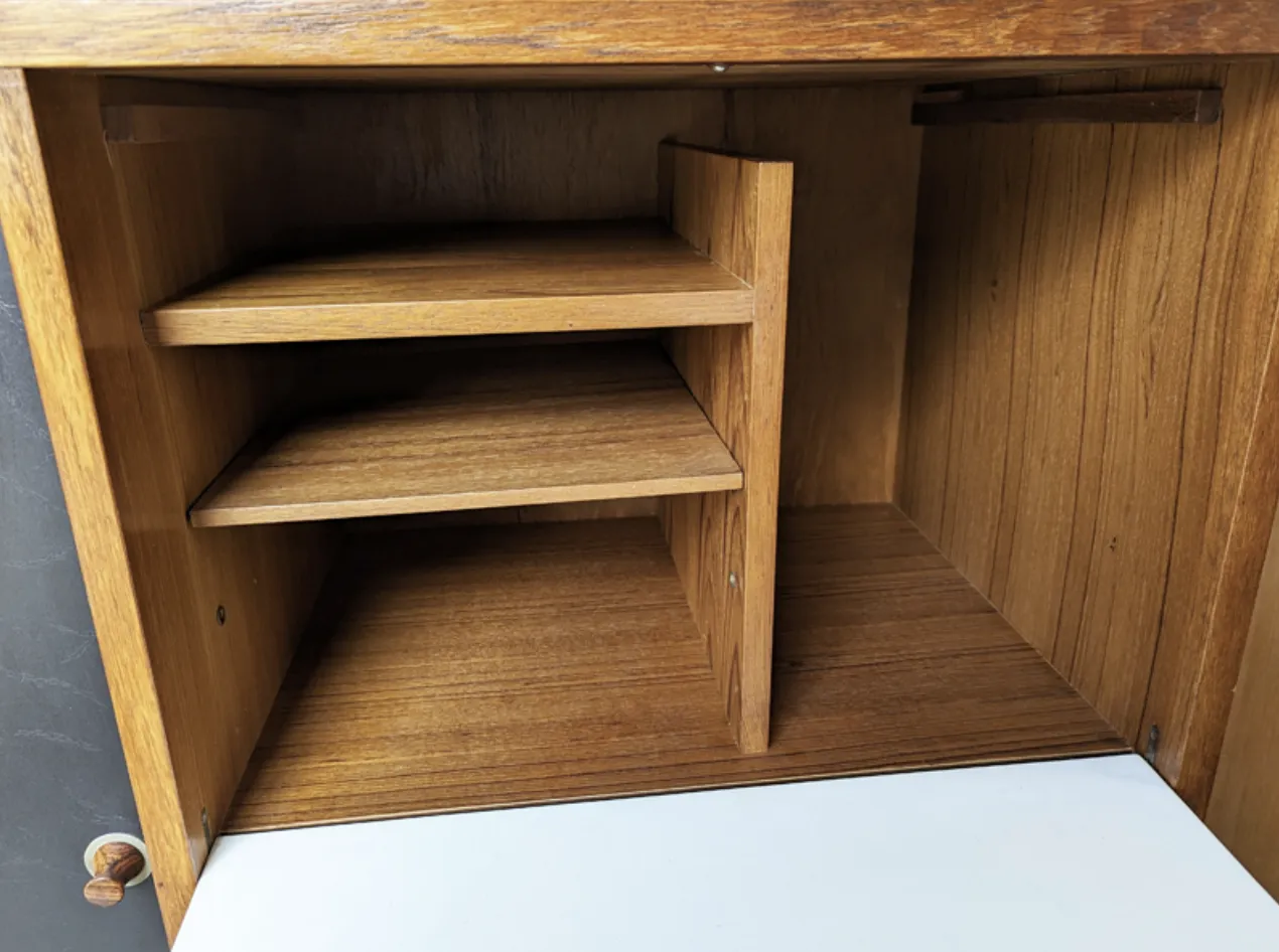 photo buy Italian Teakwood & Black Skai 1960s Sideboard By G. Coslin For 3v Arredamenti