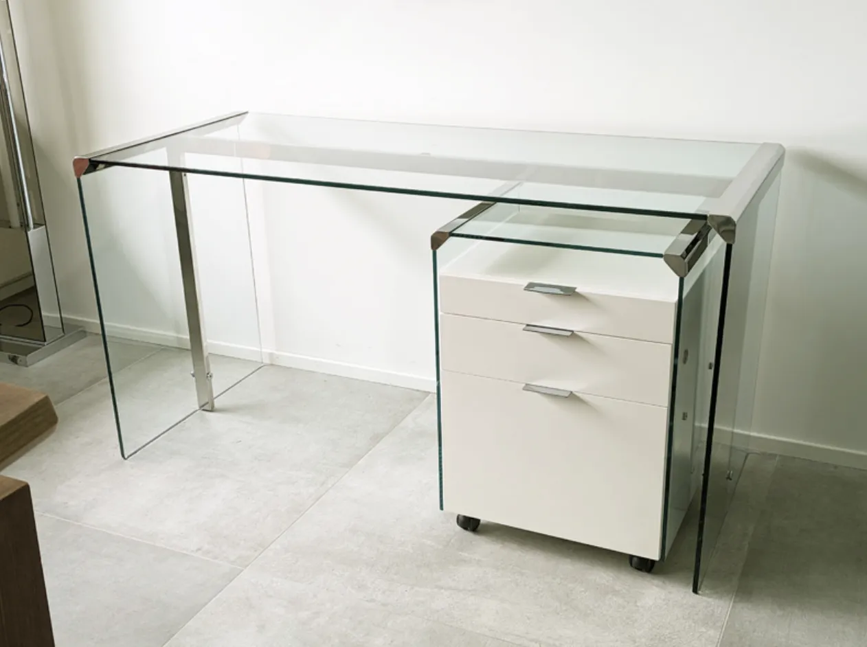 photo buy Glass, Painted Wood & Chrome Plated Metal 1990s Desk By Gallotti E Radice