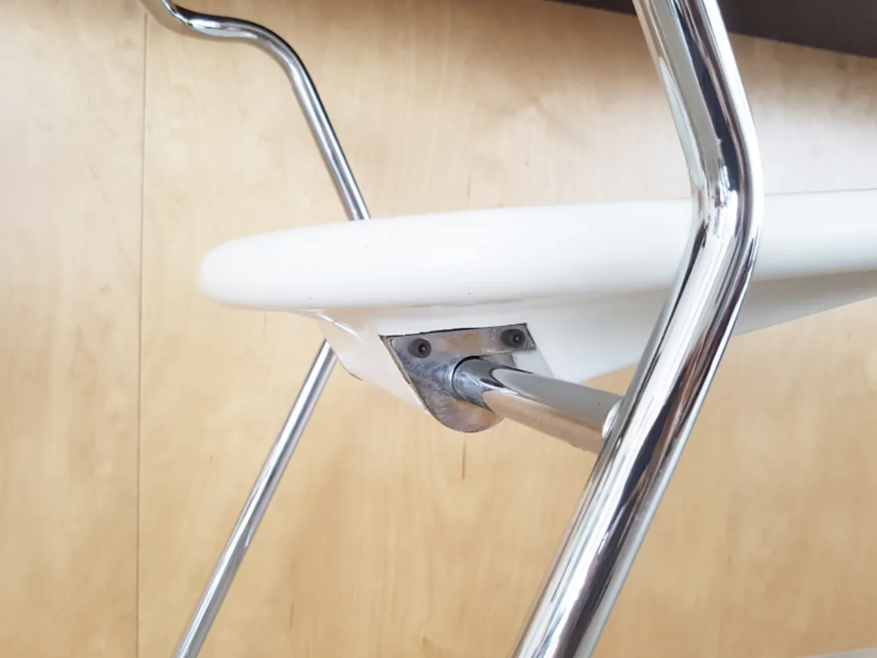 White Plastic And Chrome Plated Metal Stools By C. Salocchi For Alberti, 1970s, Set Of 2 photo Furniture