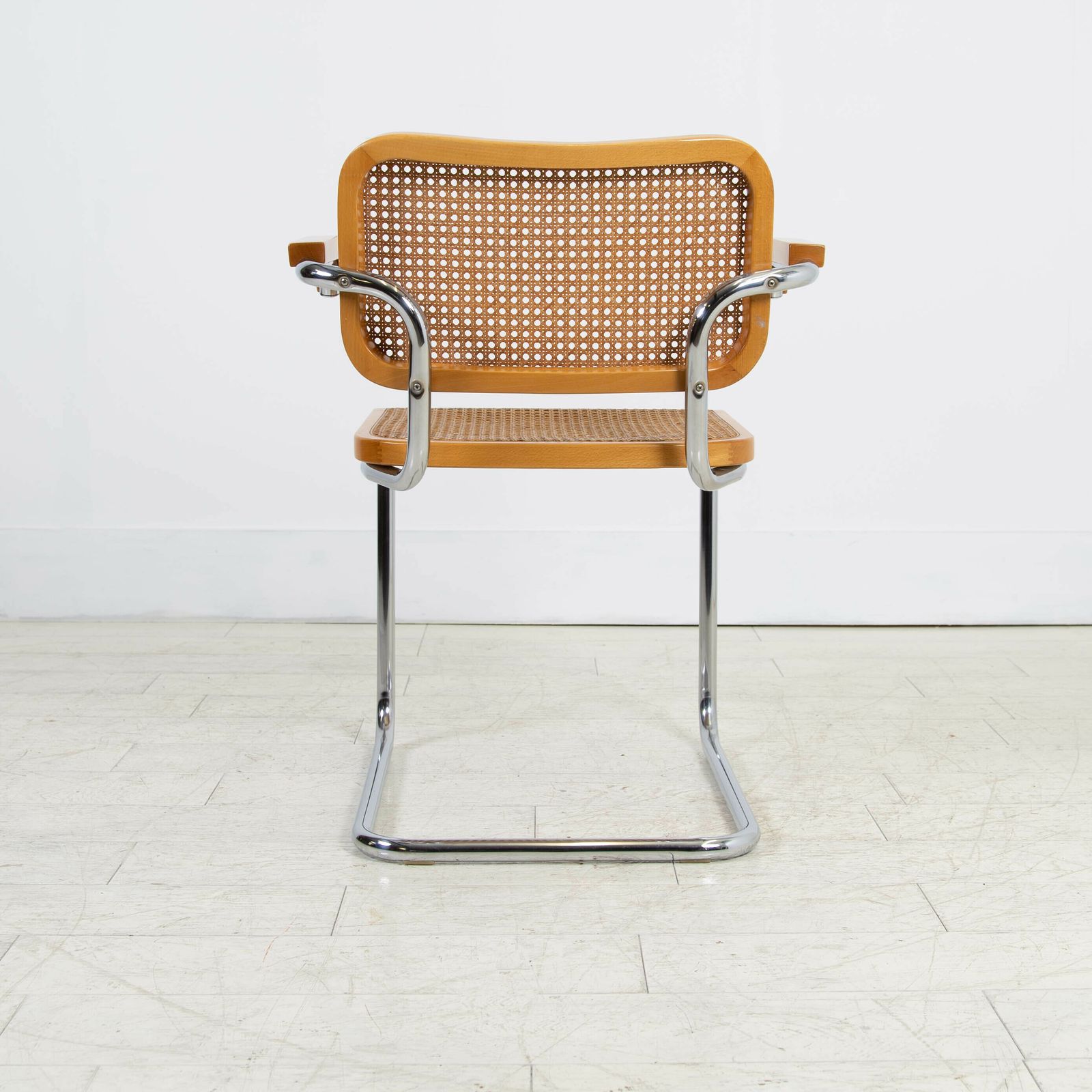 Marcel Breuer Style Cane And Chrome Armchair By Cidue C1970 photo vintage
