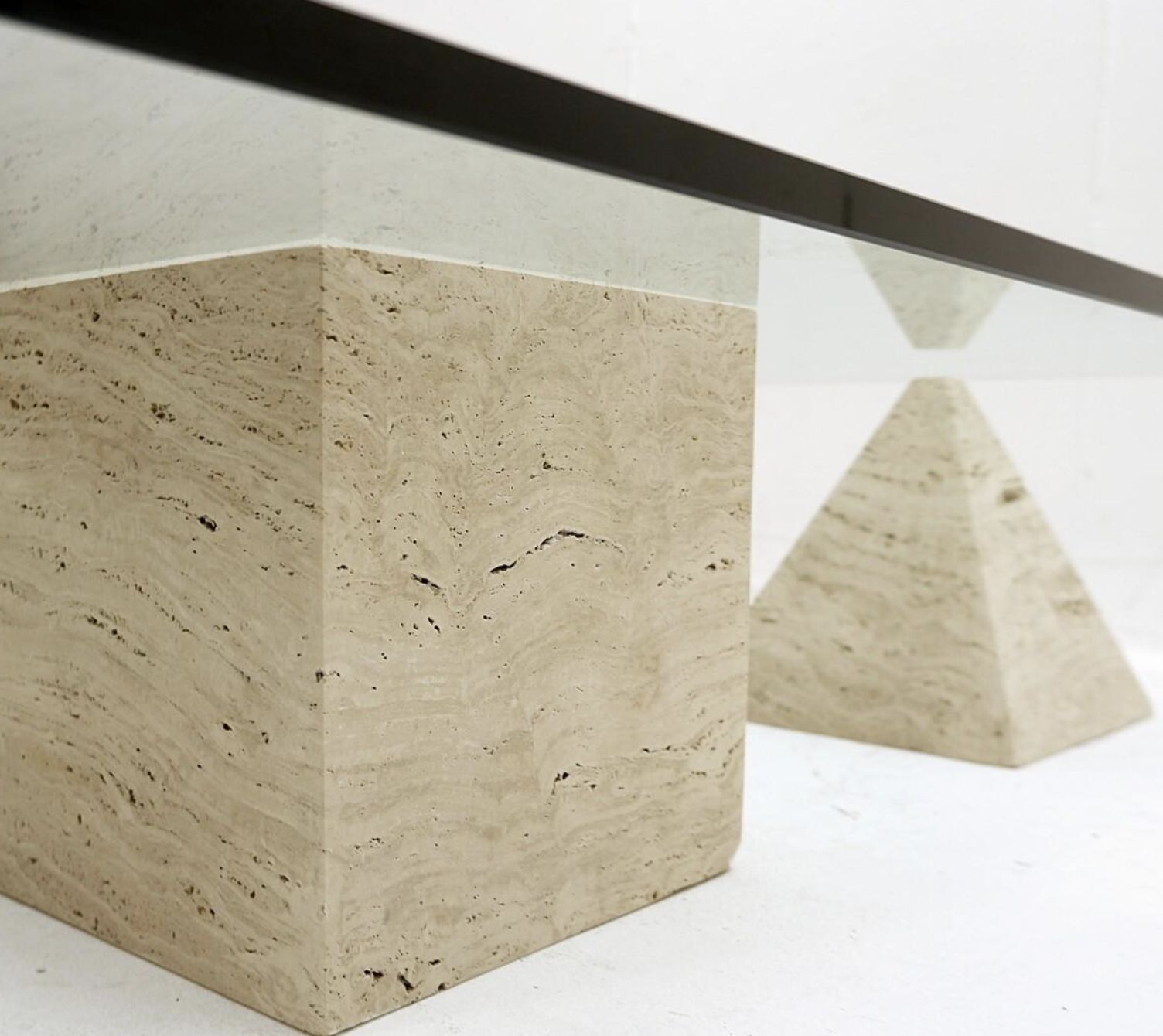 Mid Century “Metaphora” Coffee Table By Massimo And Lella Vignelli, Travertine photo for sale