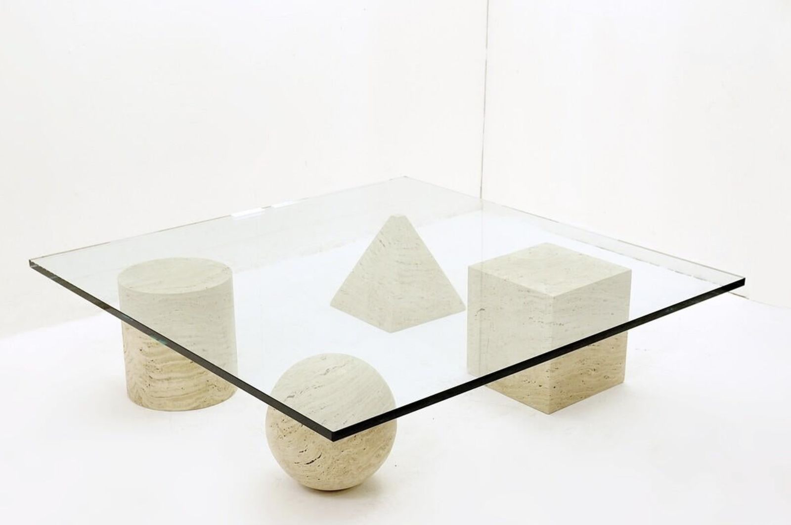 photo for sale Mid Century “Metaphora” Coffee Table By Massimo And Lella Vignelli, Travertine