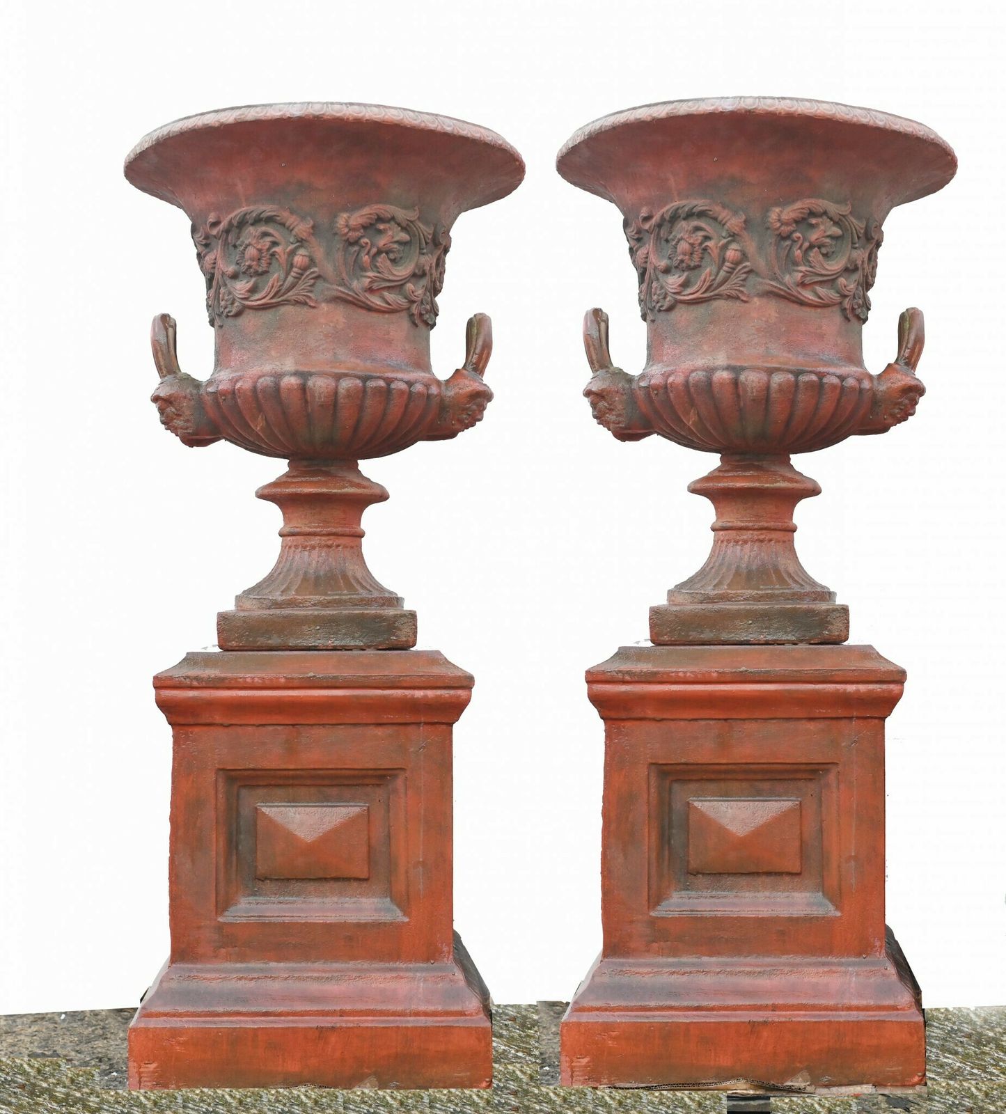 Pair Georgian Terracotta Urns   Garden Vase On Pedestal Thomas Hope