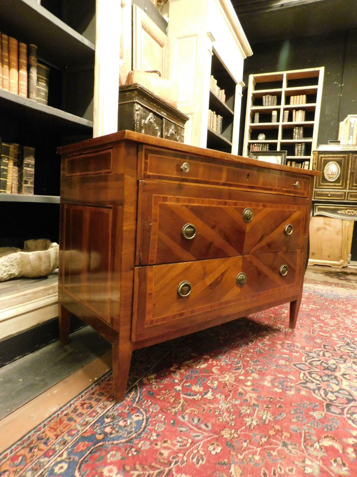 Dresser, Louis XVI Chest Of Drawers, Veneered And Inlaid, Genoa (Italy) photo 3394.0