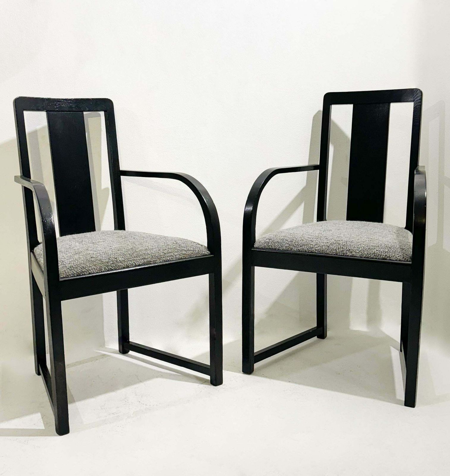 Pair Of Wood And Fabric Armchairs, 1920s photo for sale