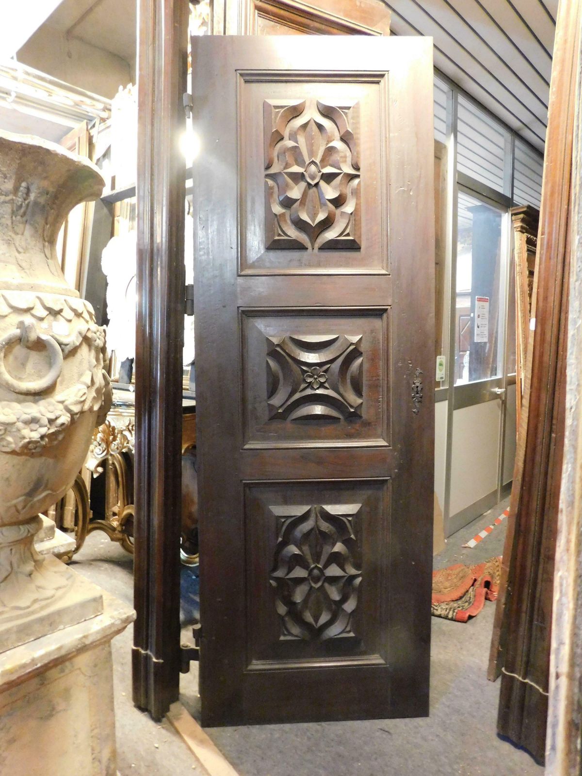 N.4 Atique Walnut Doors, Richly Hand Carved, Italy photo for sale