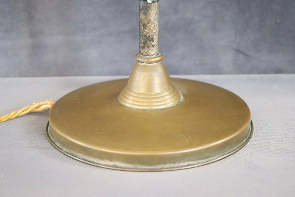 854.0 Vintage Brass And Glass Table Lamp, 1930s photo